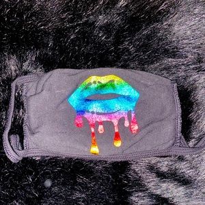 Rainbow lips face mask New never used